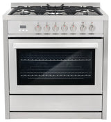 2-Piece Kitchen, 36" 240V Dual Fuel Range and 36" Wall Mount Range Hood