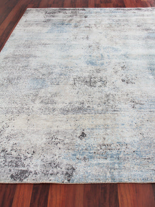 Fine Pure Silk Hand-Knotted Silk Ivory/Dark Gray/Multi Area Rug