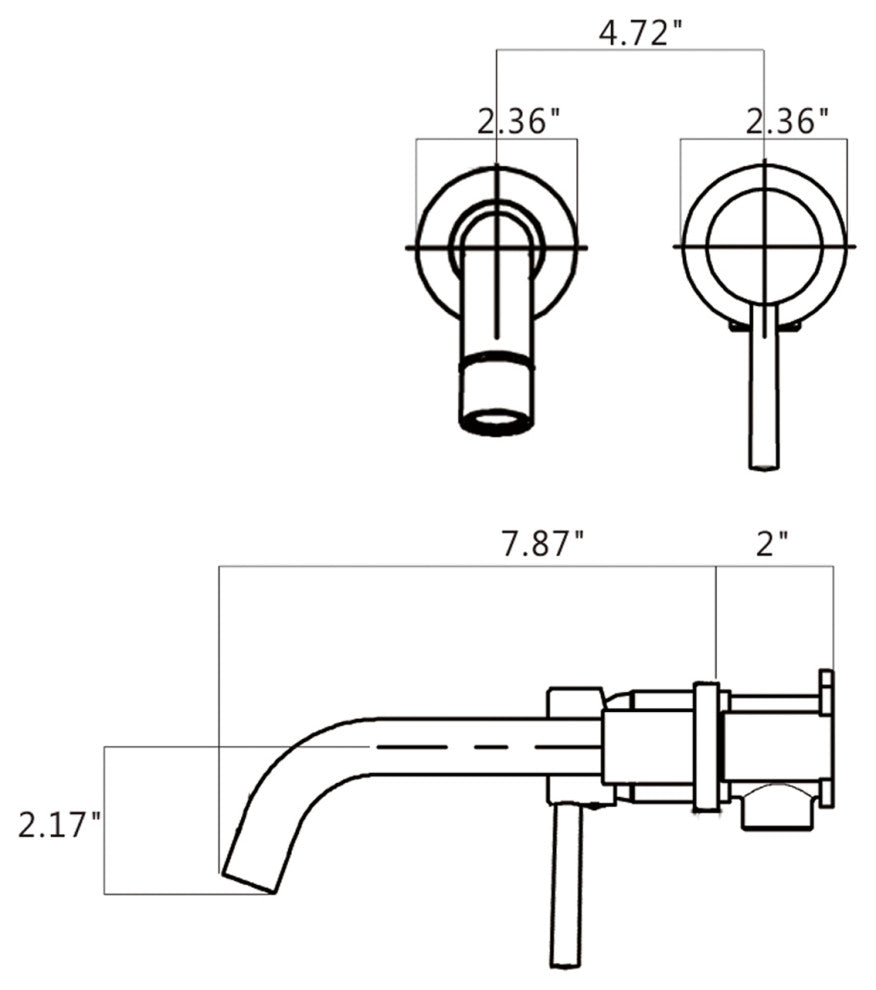 Wall Mount Single Handle Bathroom Sink Faucet, Brushed Gold