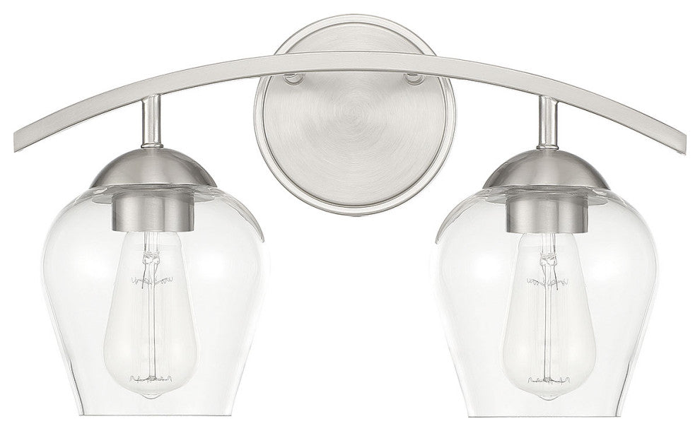 2-Light Bathroom Vanity Light, Matte Black, Brushed Nickel