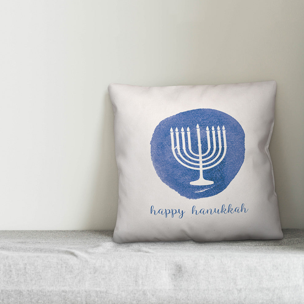 Watercolor Menorah 18"x18" Throw Pillow