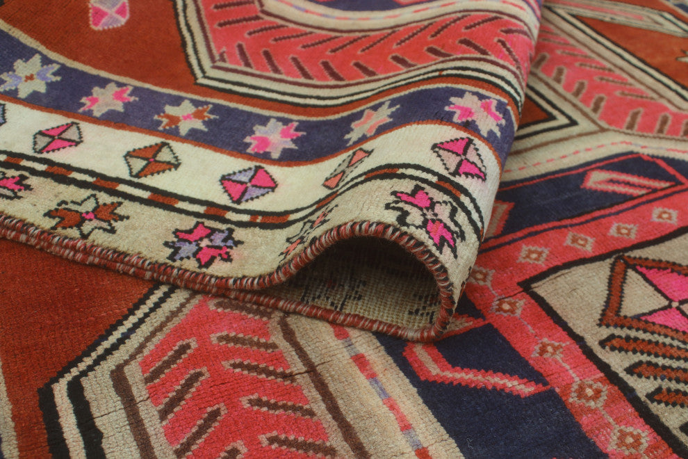 Fine Vintage Distressed Brock Rust/Navy Runner, 4'3x9'6
