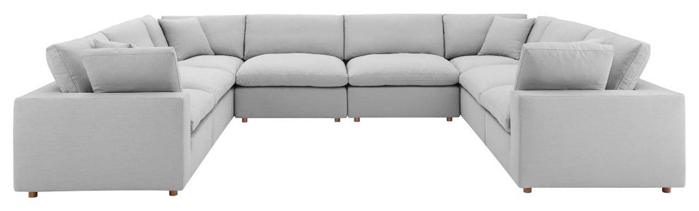 Commix Down Filled Overstuffed 8-Piece Sectional Sofa, Light Gray