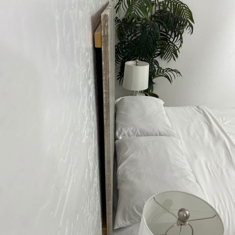 Solid Wood Headboard Modern Farmhouse with Smooth Natural Wood Grain for Any Bed, Graywash, Full