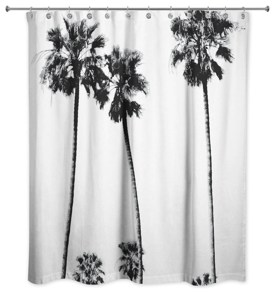 Black and White Palm Trees Shower Curtain