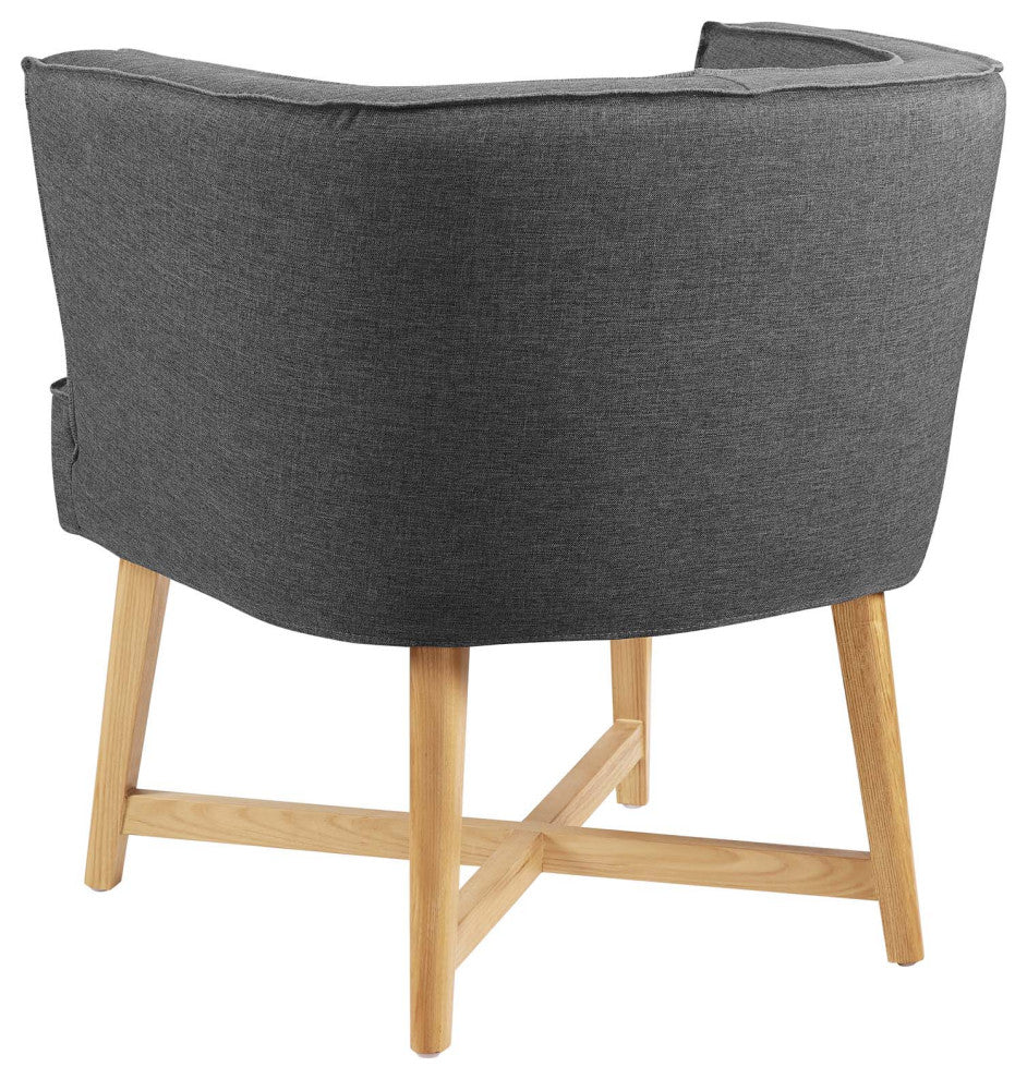 Accent Chair, Fabric, Wood, Gray, Modern, Living Lounge Hotel Hospitality