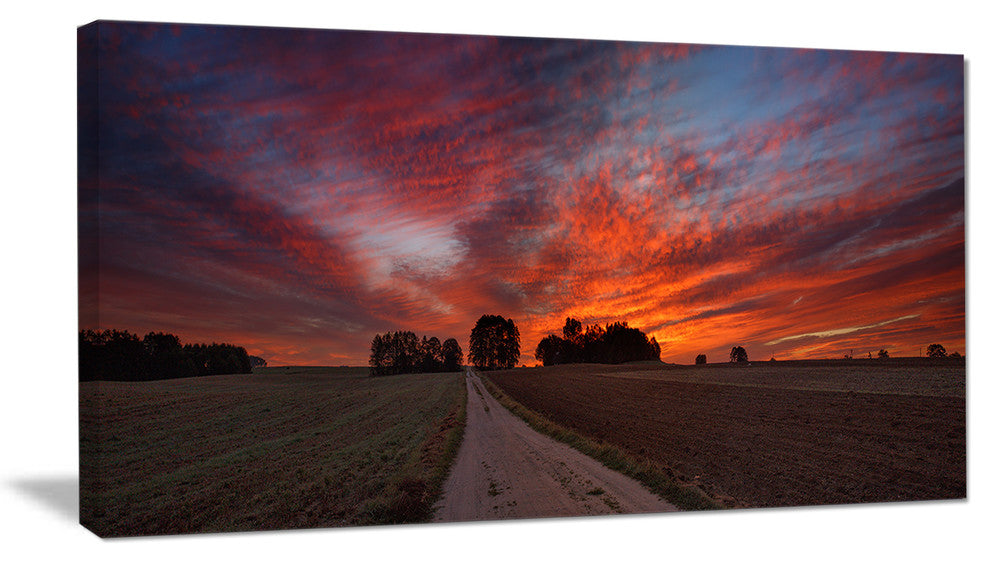 "Pathway To Fairy Autumn Sky" Landscape Print Wall Artwork, 1 Panel, 60"x28"