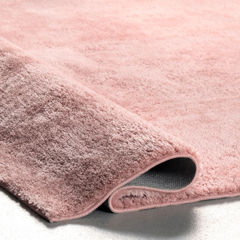 nuLOOM Loni Solid Machine Washable Shag Area Rug, Pink, 8'x10'