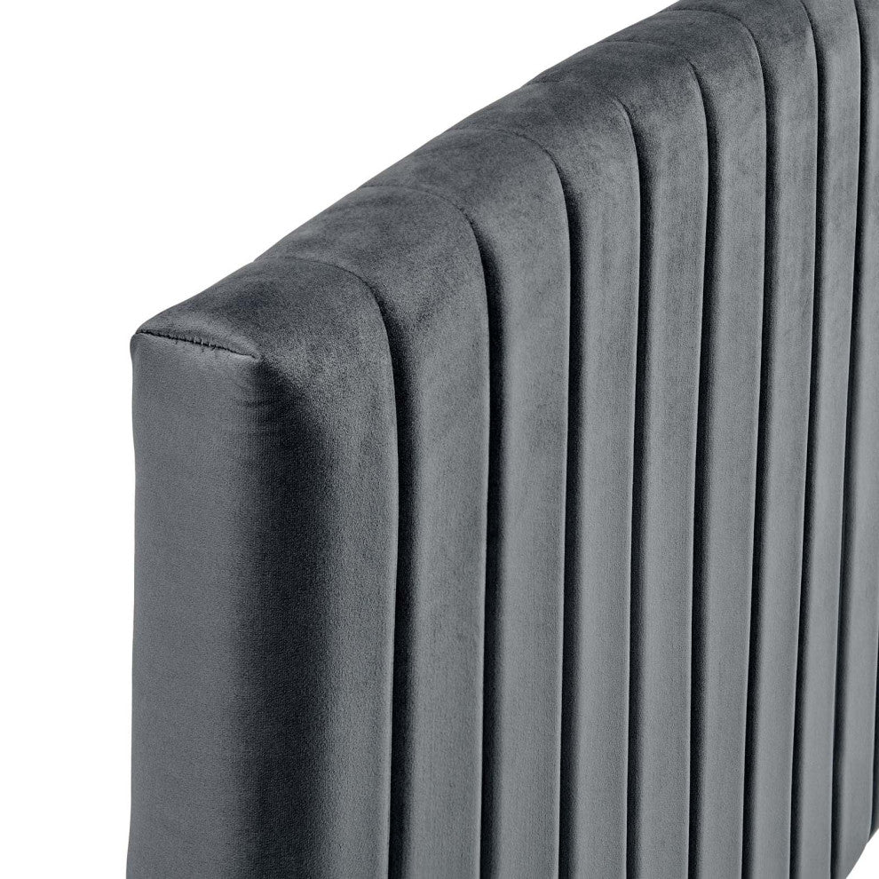 Rebecca Performance Velvet King / California King Headboard - Charcoal