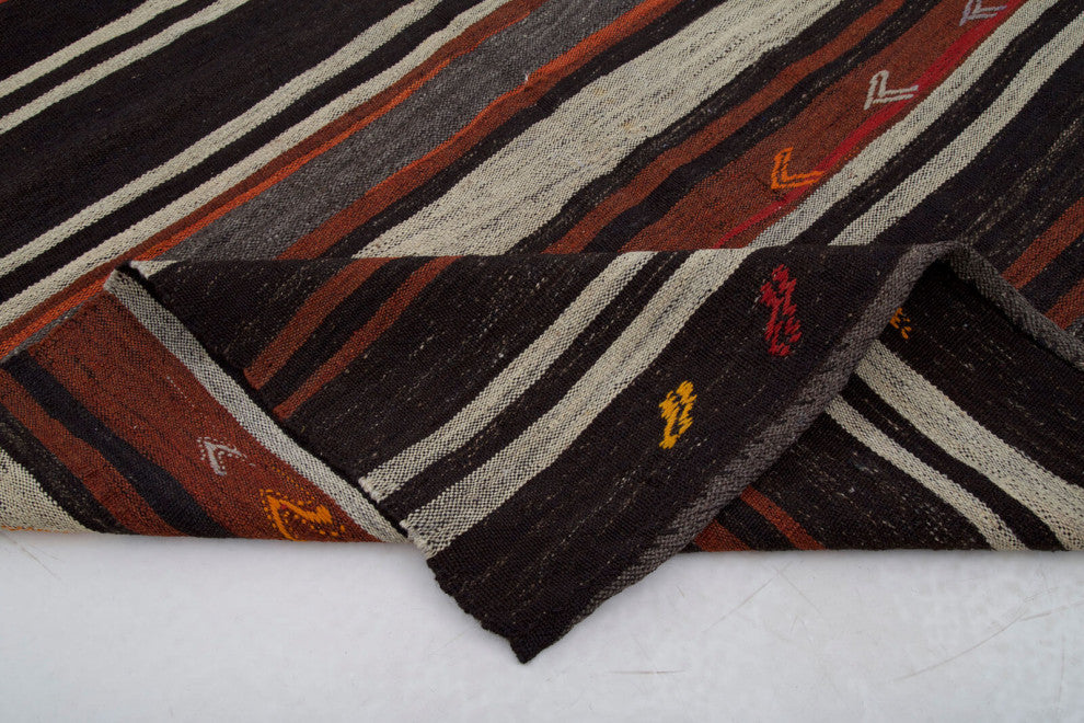 Rug N Carpet - Handmade Anatolian 5' 6'' x 10' 5'' Vintage Goat Hair Kilim Rug