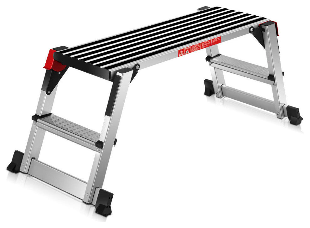 Costway Aluminum Step Stool Work Platform Folding Bench Ladder 330lbs Capacity
