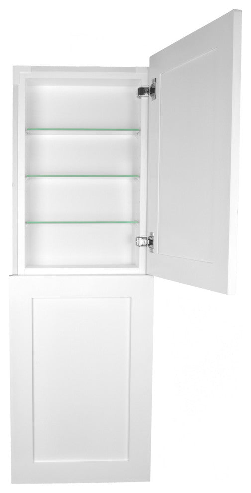 Fruitville Shaker Style Frameless Recessed Wood Pantry Cabinet, 14x56, White Enamel