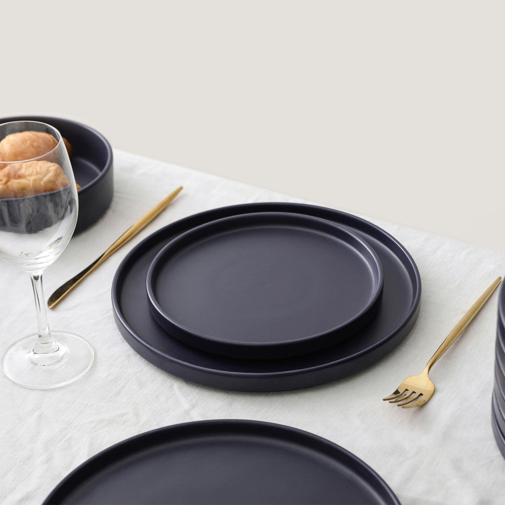 Stone Lain Cleo Stoneware 32 Piece Dinnerware Set, Dark Blue