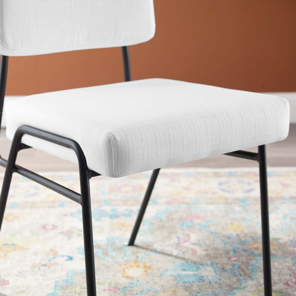Side Dining Chair, Fabric, Metal, Black White, Modern, Cafe Bistro Restaurant