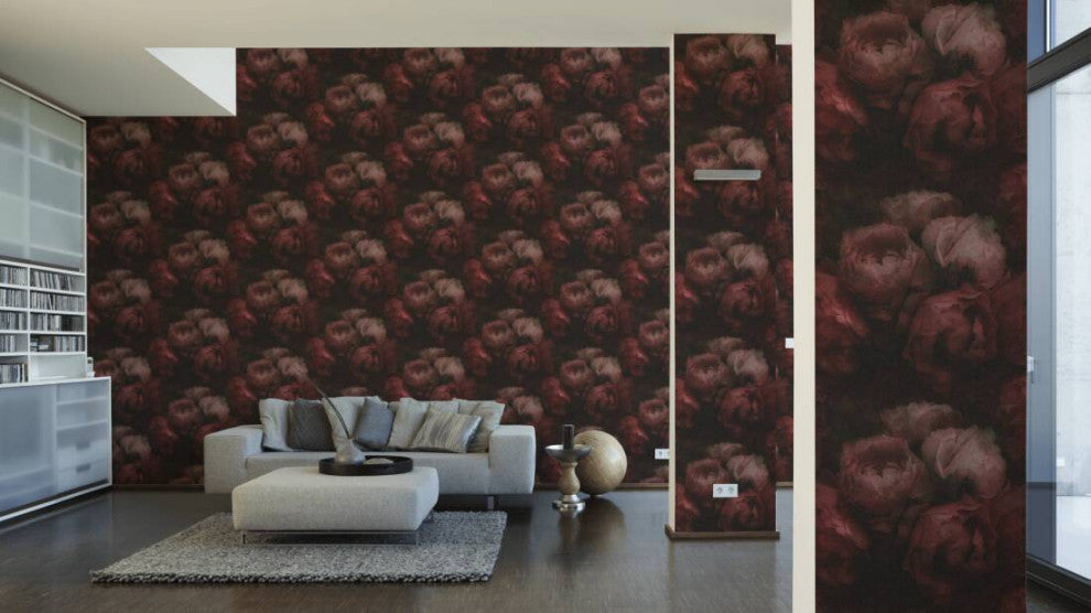 Sample, Floral Textured Wallpaper Featuring Peonies, 373924