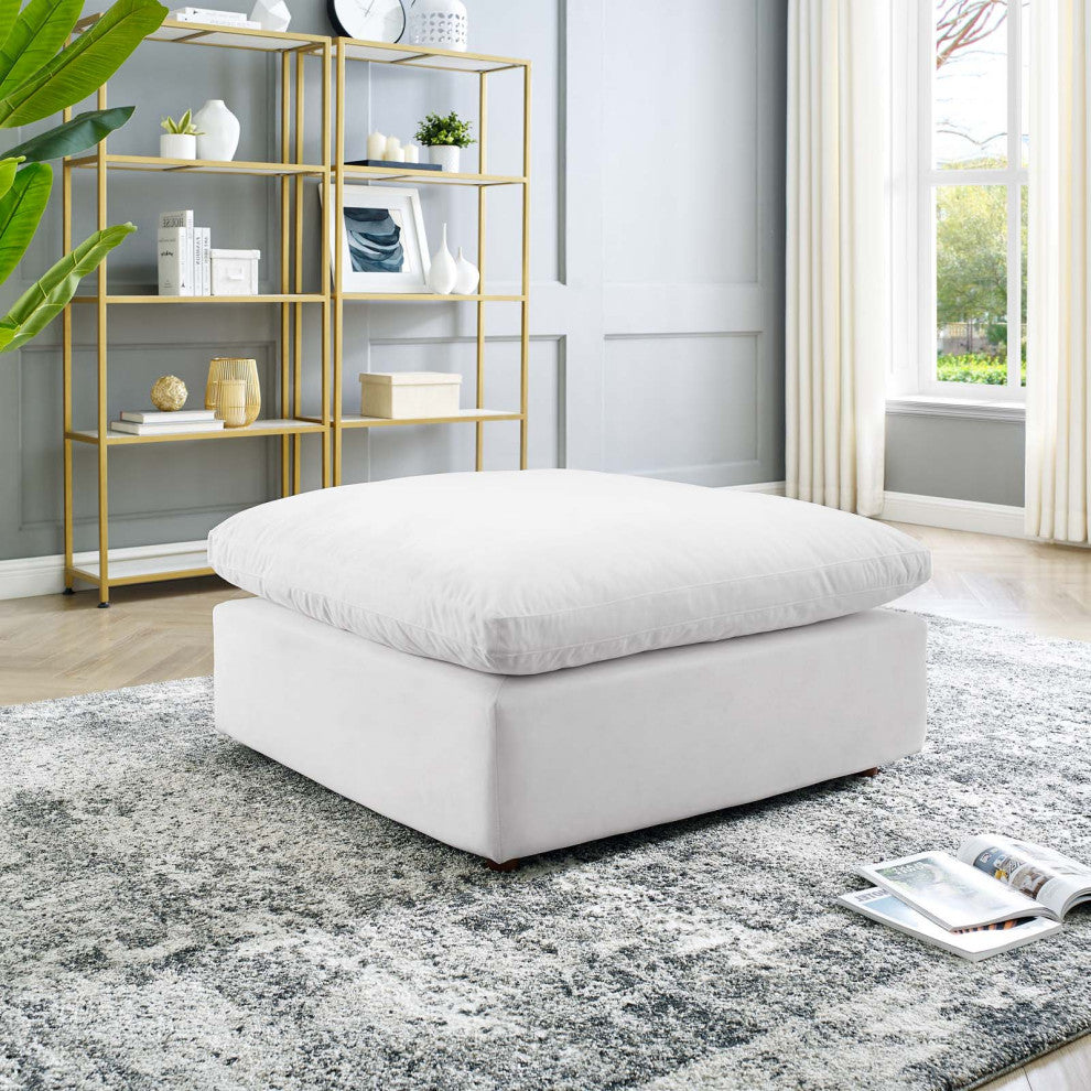 Accent Chair Ottoman, Velvet, White, Modern, Living Lounge Hotel Hospitality