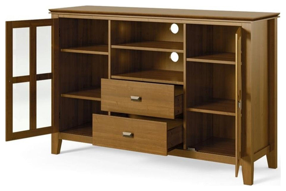 Artisan Solid Wood 53" Wide Tv Media Stand In Honey Brown For Tvs Up To 60"es