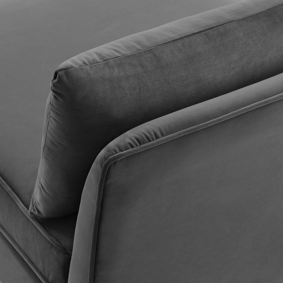 Sofa Middle Chair, Velvet, Gray, Modern, Living Lounge Hotel Hospitality