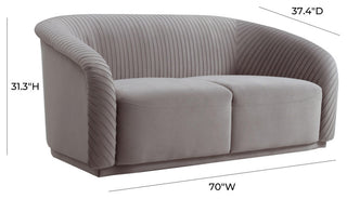TOV Furniture Yara Pleated Grey Velvet Loveseat