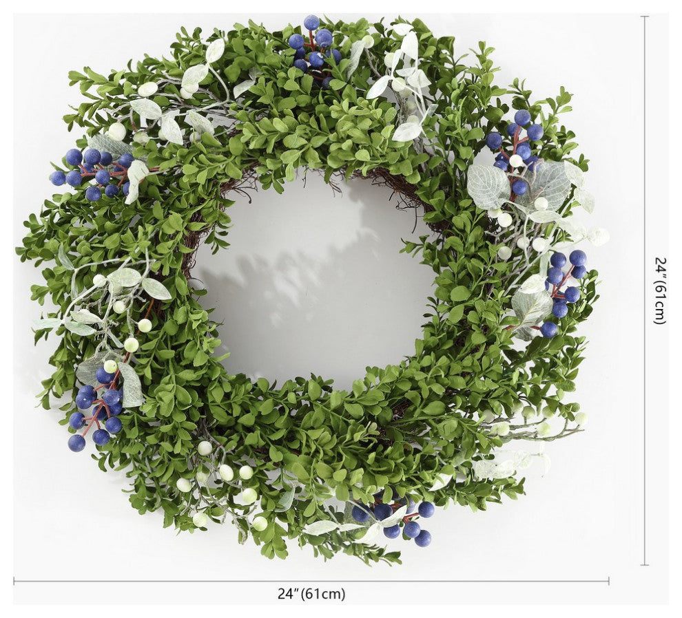Safavieh Faux 24" Boxwood and Berry Wreath