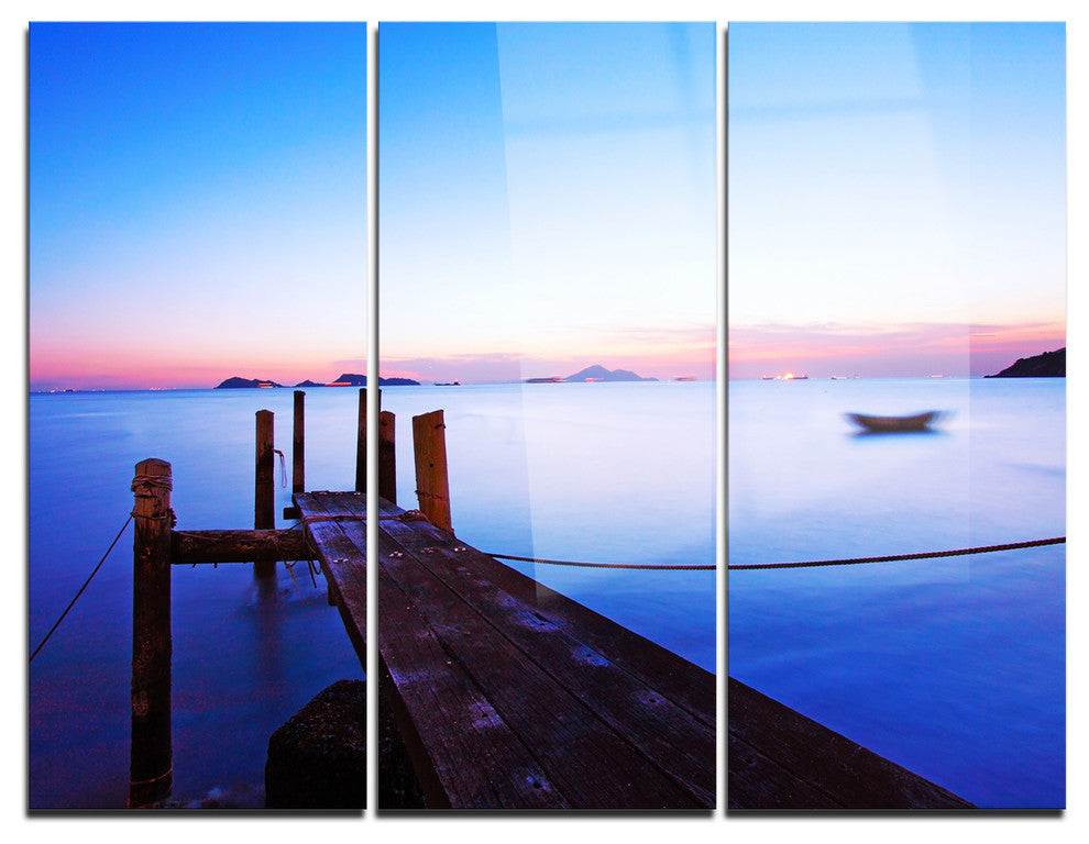 "Wooden Pier at Sunset" Photo Metal Wall Art, 3 Panels, 36"x28"