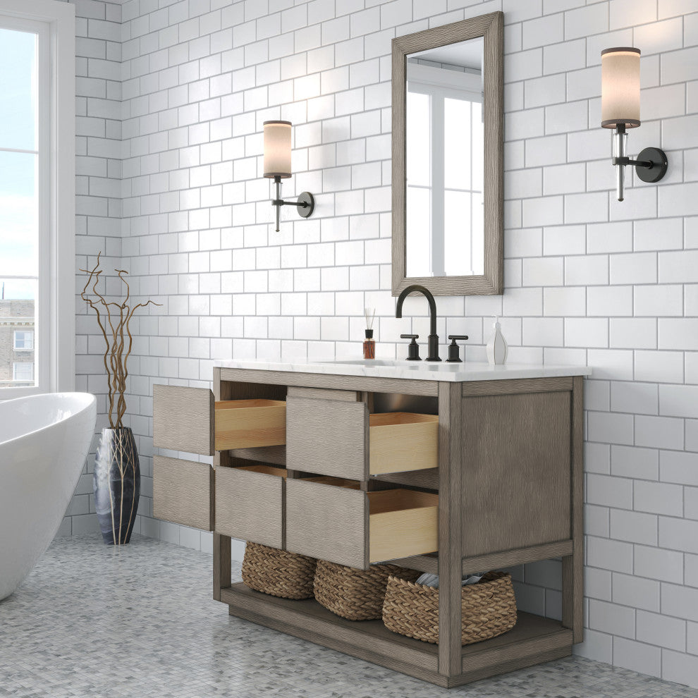 Oakman Marble Top Vanity in Grey Oak, 48", Vanity Only