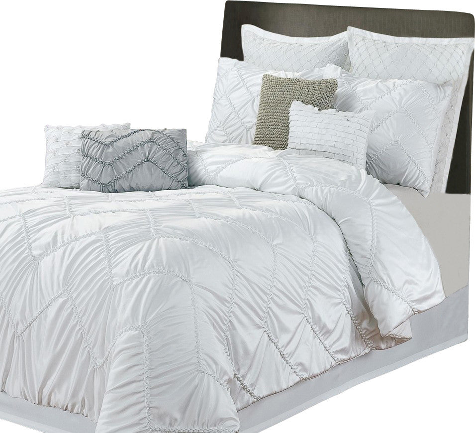Isabella White Queen 8-Piece Duvet Cover Bed In A Bag Set