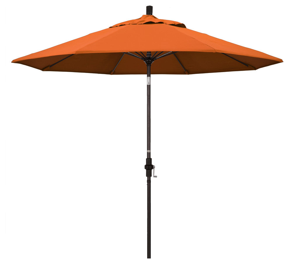 9' Bronze Collar Tilt Crank Aluminum Umbrella, Pacifica, Tuscan