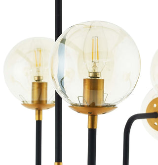 Ambition Amber Glass And Antique Brass 12 Light Pendant Chandelier EEI-2884