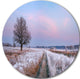 Dry Oak Tree In Winter Panorama, Landscape Round Wall Art, 23"