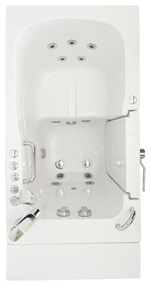 Ella Capri 30"x52" Air+Hydro Massage Walk-In Bathtub, Outward Swing Door, Faucet