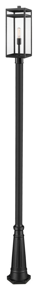 Z-LITE 596PHBR-519P-BK 1 Light Outdoor Post Mounted Fixture, Black