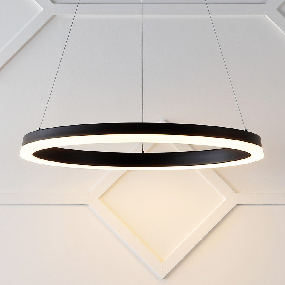 Baxter 1-Light Aluminum Integrated LED Hoop Pendant, Black