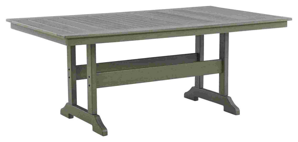 Benzara BM262990 Outdoor Dining Table With Slatted Top and Umbrella Hole, Gray