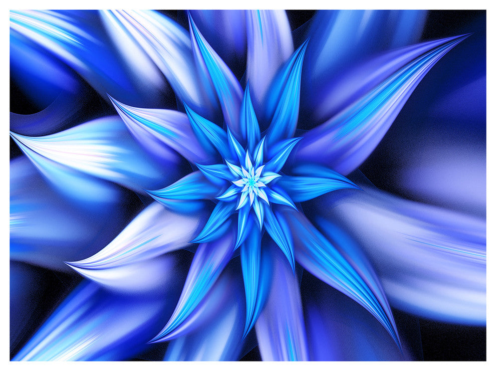 Dancing Blue Flower Petals, Floral Canvas Art Print, 40"x30"
