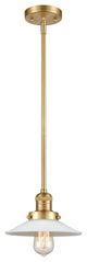 Halophane 1 Light Mini Pendant, Satin Gold, Matte White Halophane