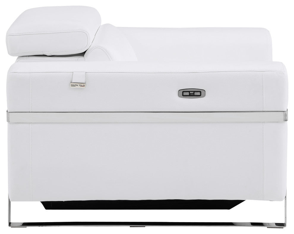 Prato Genuine Italian Leather Modern Chair, White