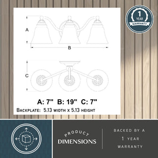 Vaxcel Standford 3-Light Vanity Light Brushed Nickel