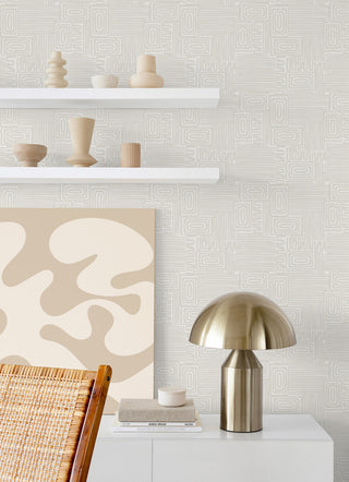 Emily Rayna Taupe Pathways Peel and Stick Wallpaper