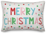 Merry Christmas Colorful 14"x20" Throw Pillow