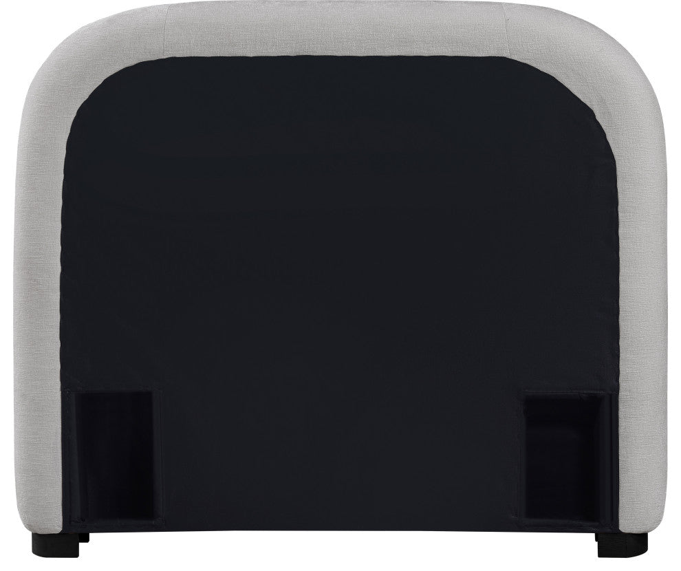 Vaughn Bed, Gray, Twin, Chenille Fabric, Black Finish