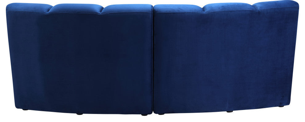 Infinity Channel Tufted Velvet Modular Chair, Navy, 2 Piece