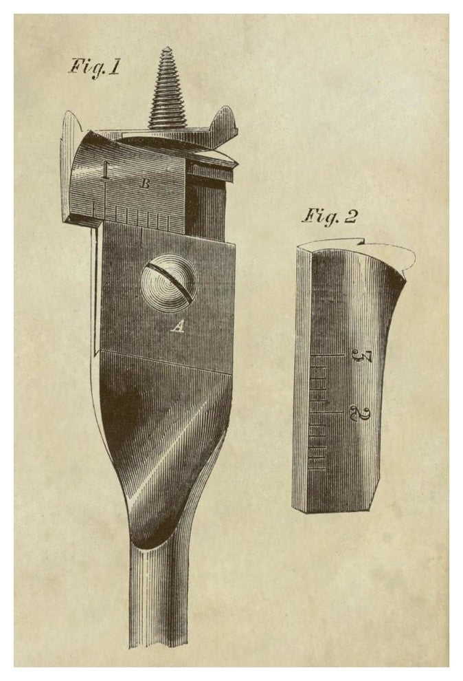 "Adjustable Wood Drill Bit" Digital Paper Print by Inventions, 29"x42"