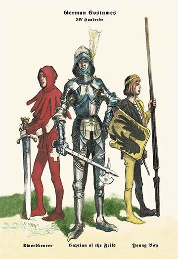 German Costumes: Sword Bearer, Captain of the Field and Young Boy