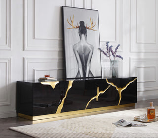 Modrest Aspen Modern Black and Gold TV Stand