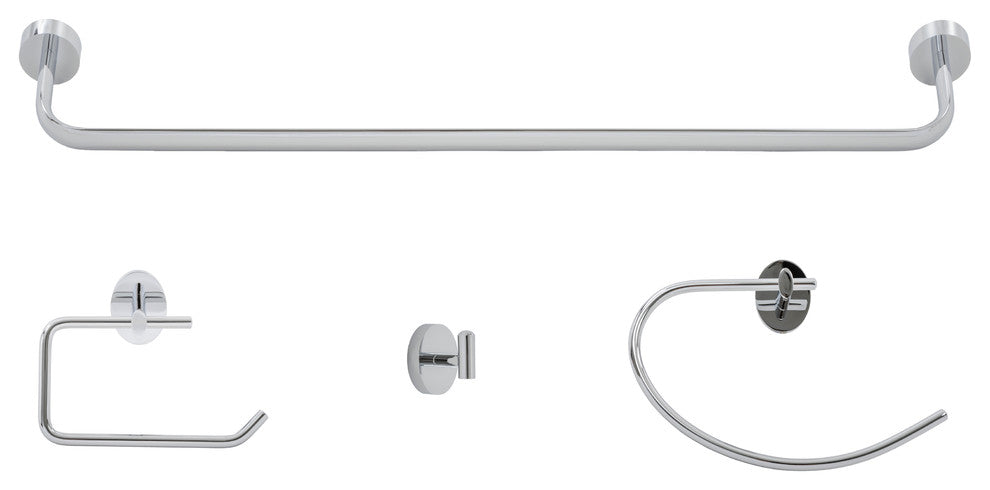 Amalfi 4-Piece Chrome Bathroom Accessory Set w/ 24-inch Towel Bar