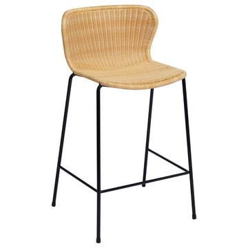 C603 Rattan Counter Stool, Black Frame, Natural Seat