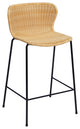 C603 Rattan Counter Stool, Black Frame, Natural Seat
