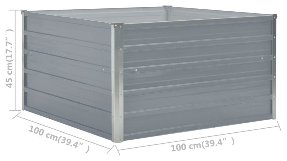 Vidaxl Raised Garden Bed 39.4"x39.4"x17.7" Galvanized Steel Gray