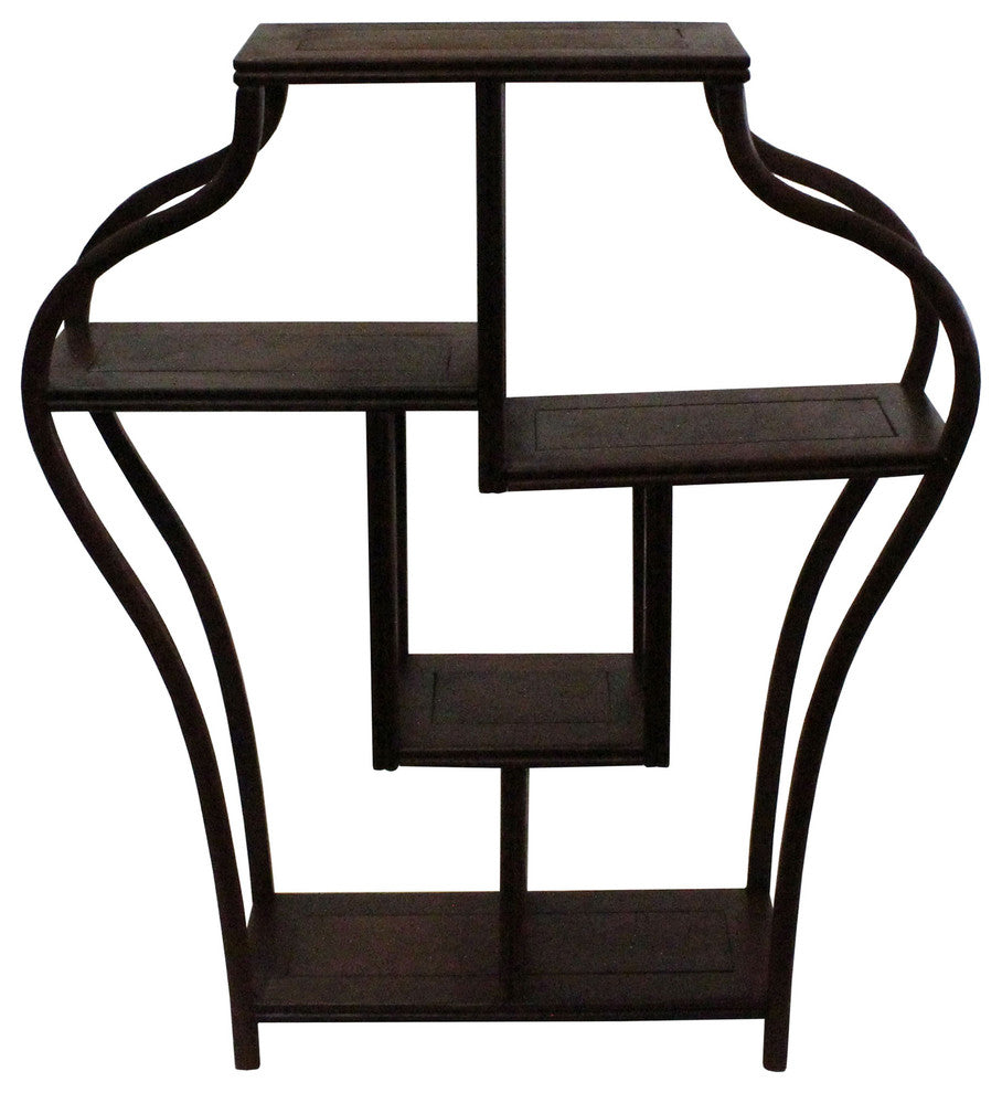 Chinese Yellowish Brown Wood Vase Shape Small Curio Display Stand Hws234